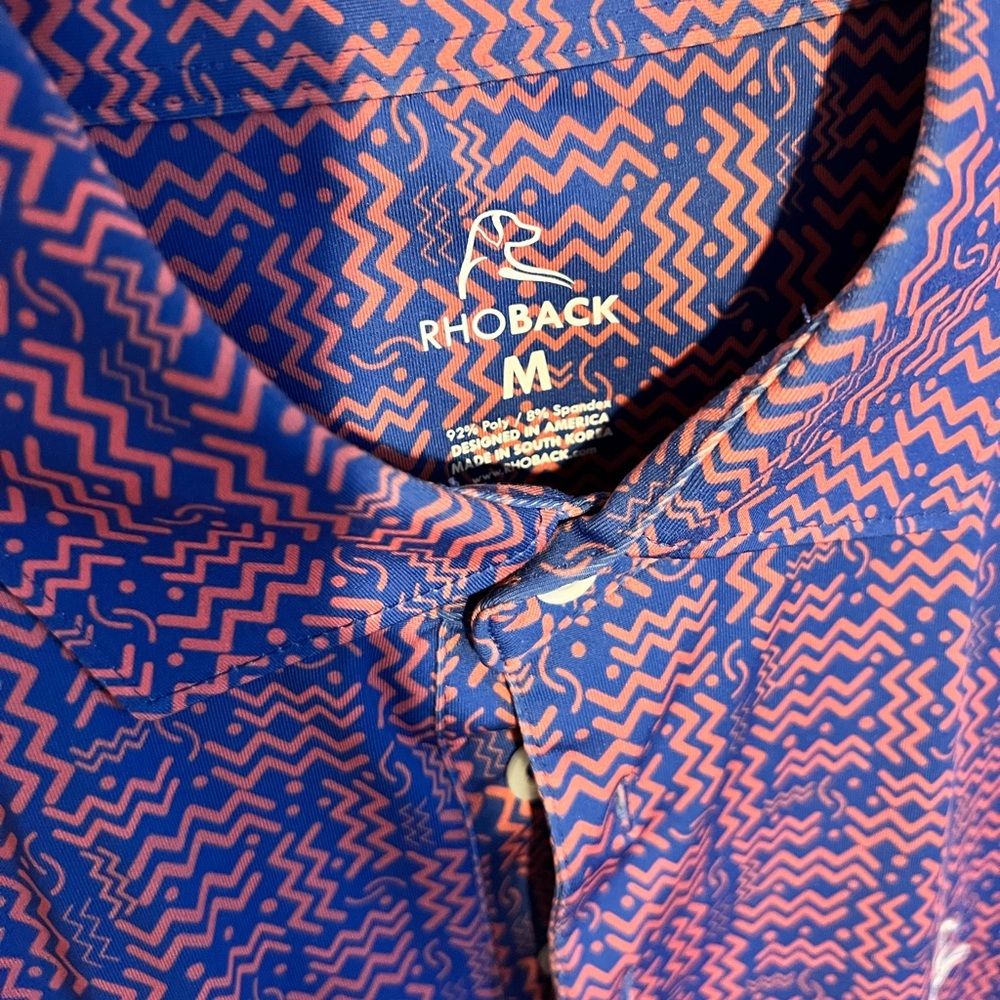 Rhoback Blue and Pink Patterned Shirt (M)
